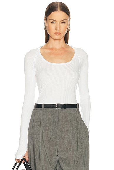 Helmut Lang Scoop Shrug Long Sleeve Top in Optic White - White. M also in