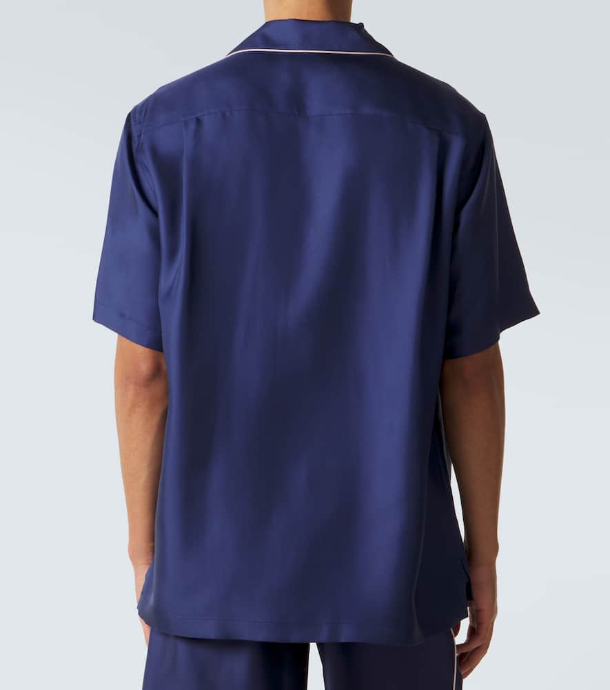 Logo silk satin bowling shirt