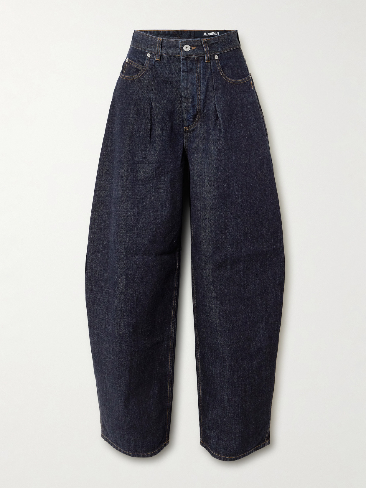 The Ovalo De-nîmes Pleated High-rise Barrel-leg Jeans - Blue
