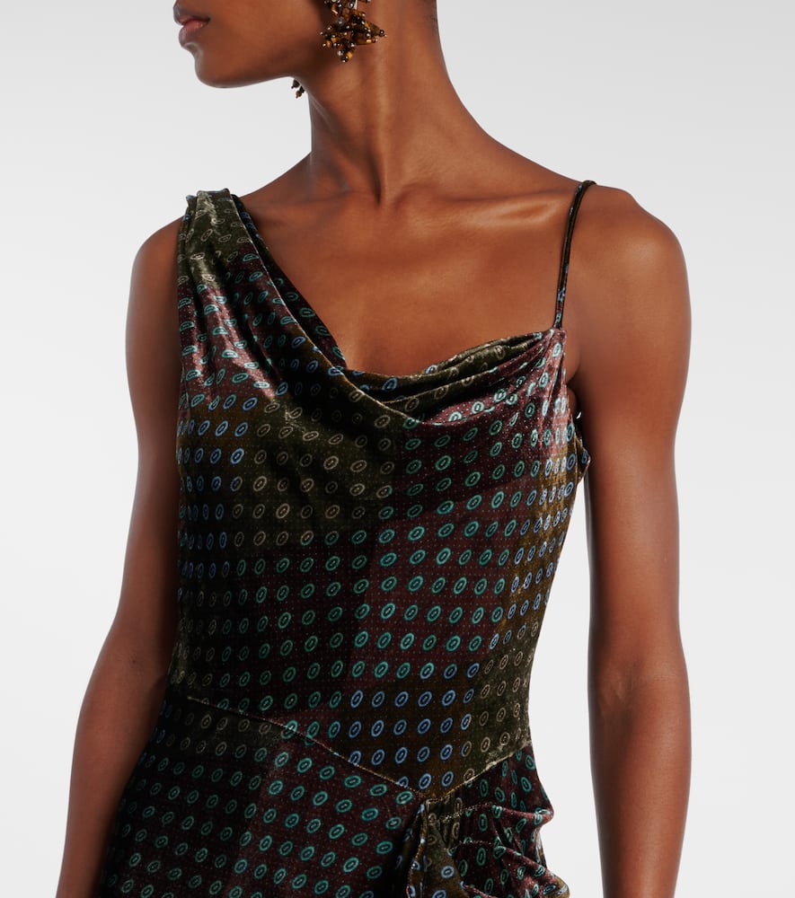 Asymmetric printed gown