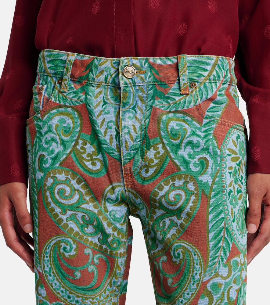 Paisley high-rise wide-leg jeans