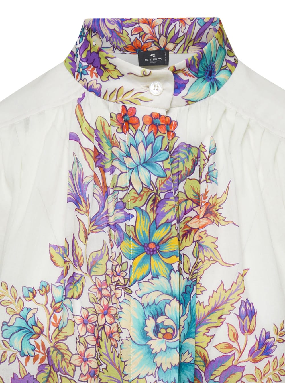 Multicolored Floral Print Blouse In Cotton Woman