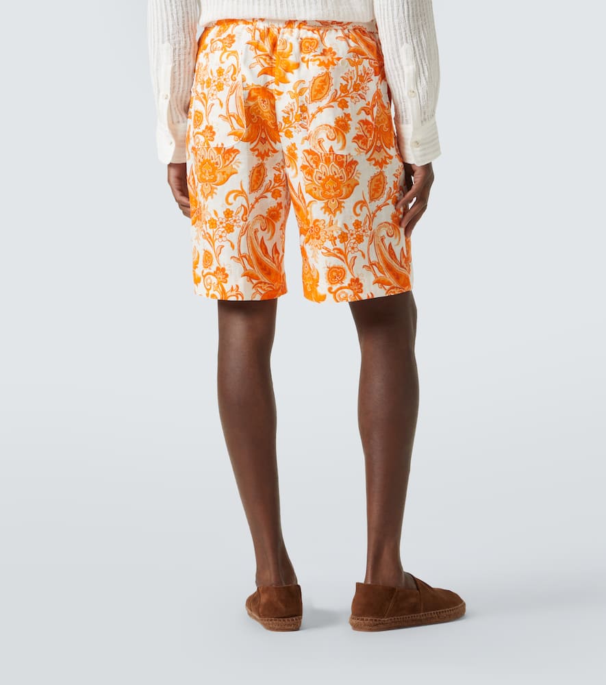 Printed linen Bermuda shorts