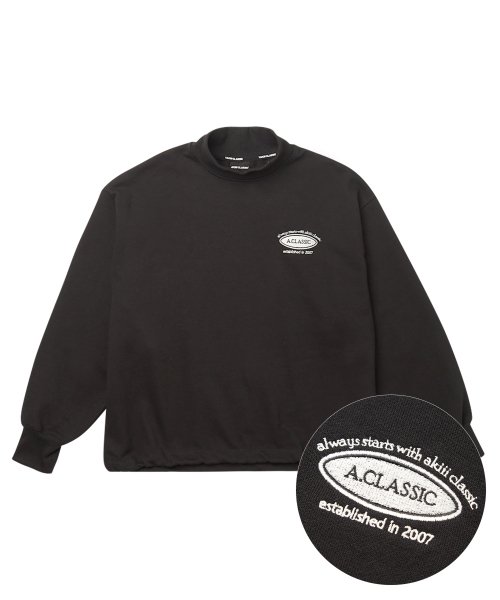 High Neck String Sweatshirt Black