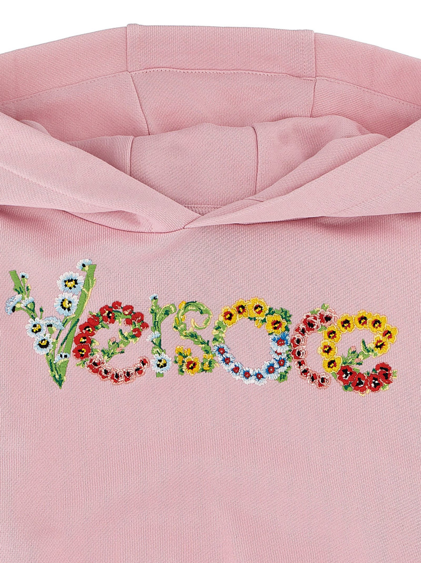 Girls Pink Embroidered Hoodie