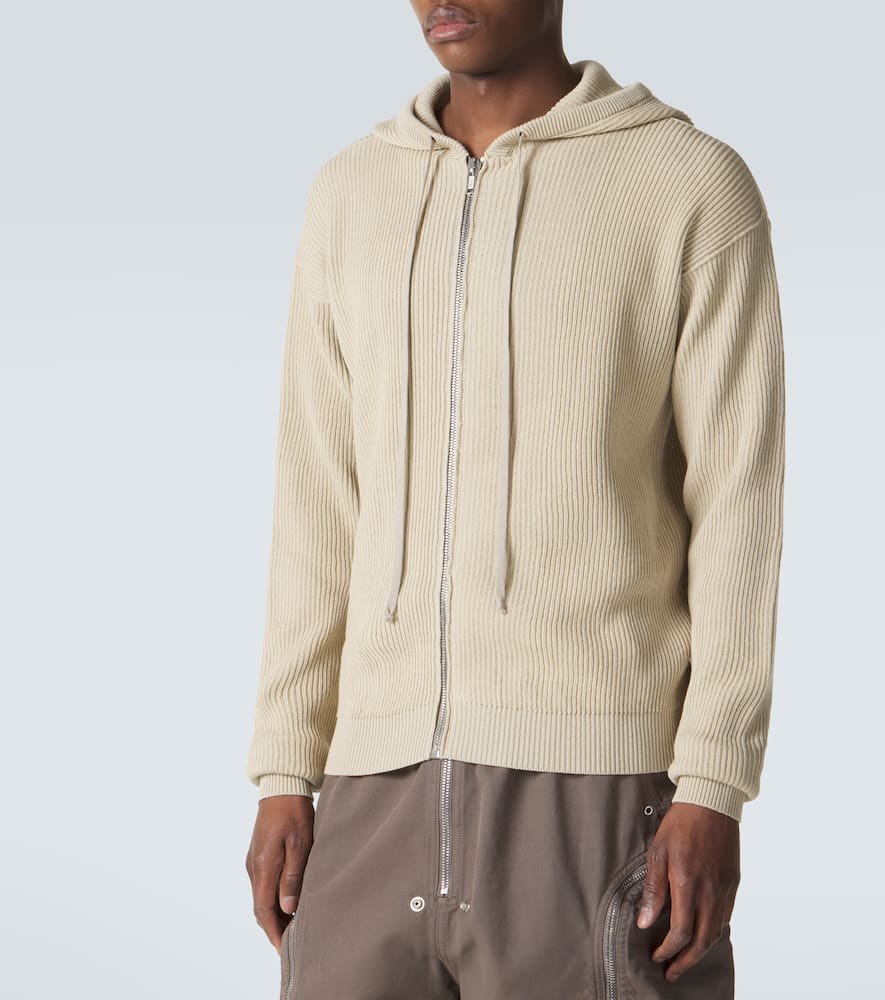 Ribbed-knit virgin wool hoodie