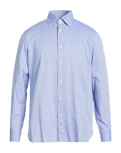 Man Shirt Azure Size 15 Cotton