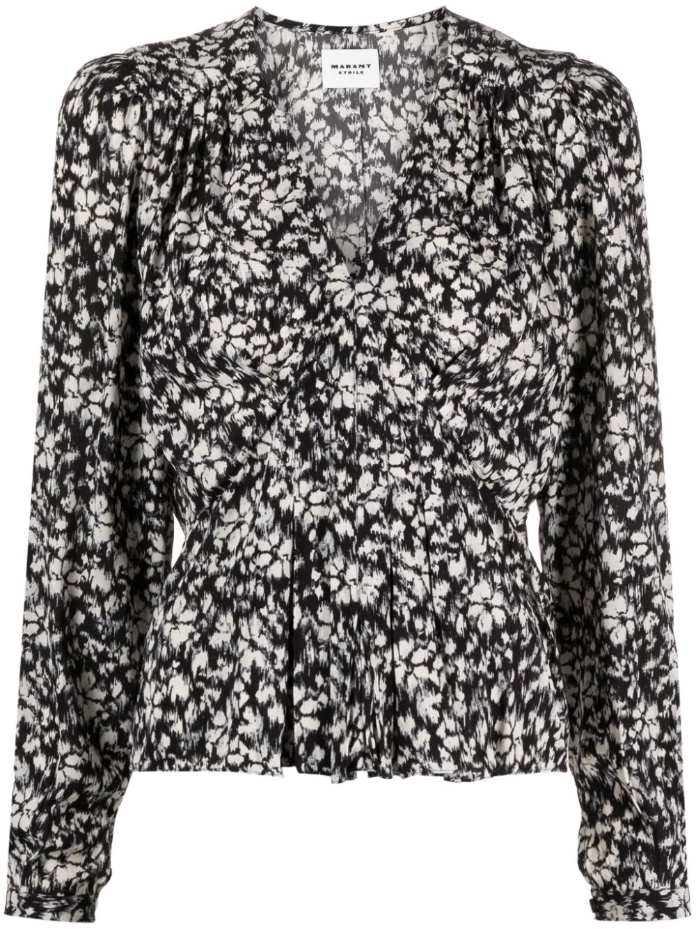 Floral-print silk blouse - Black