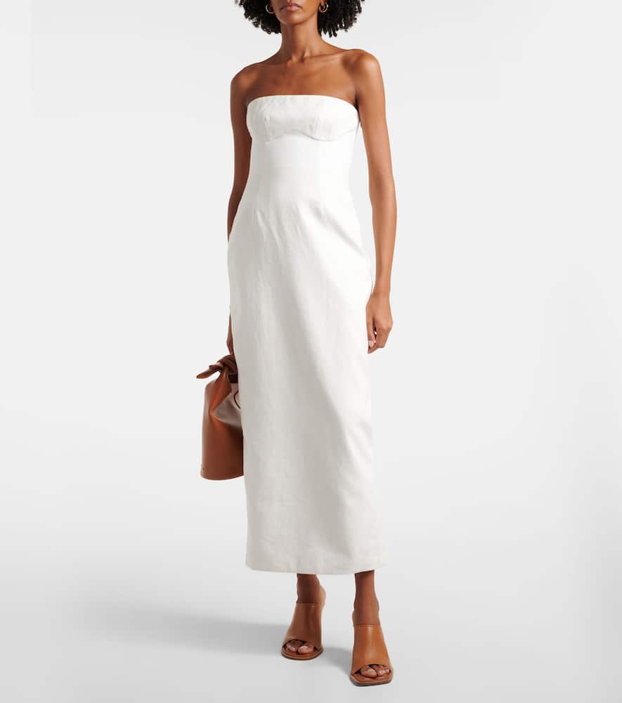 Evalita linen bustier maxi dress