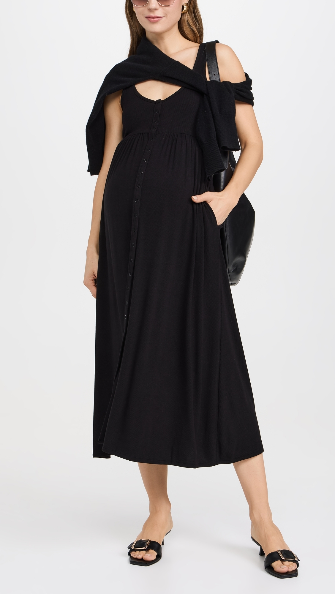 The Softest Rib Nursing Tank Dress Black