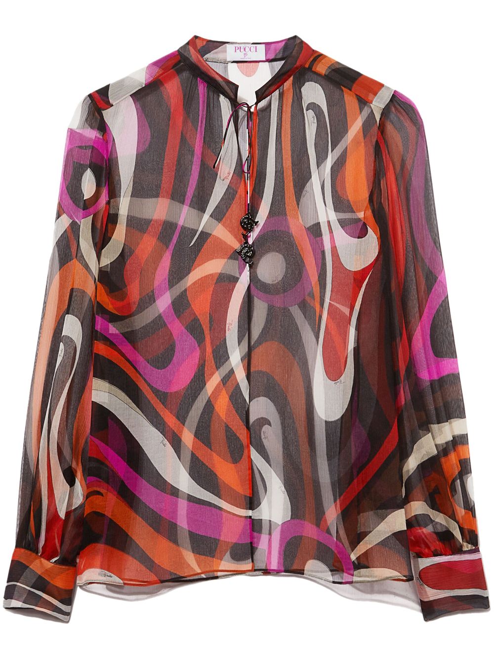 Wave-print silk blouse - Black