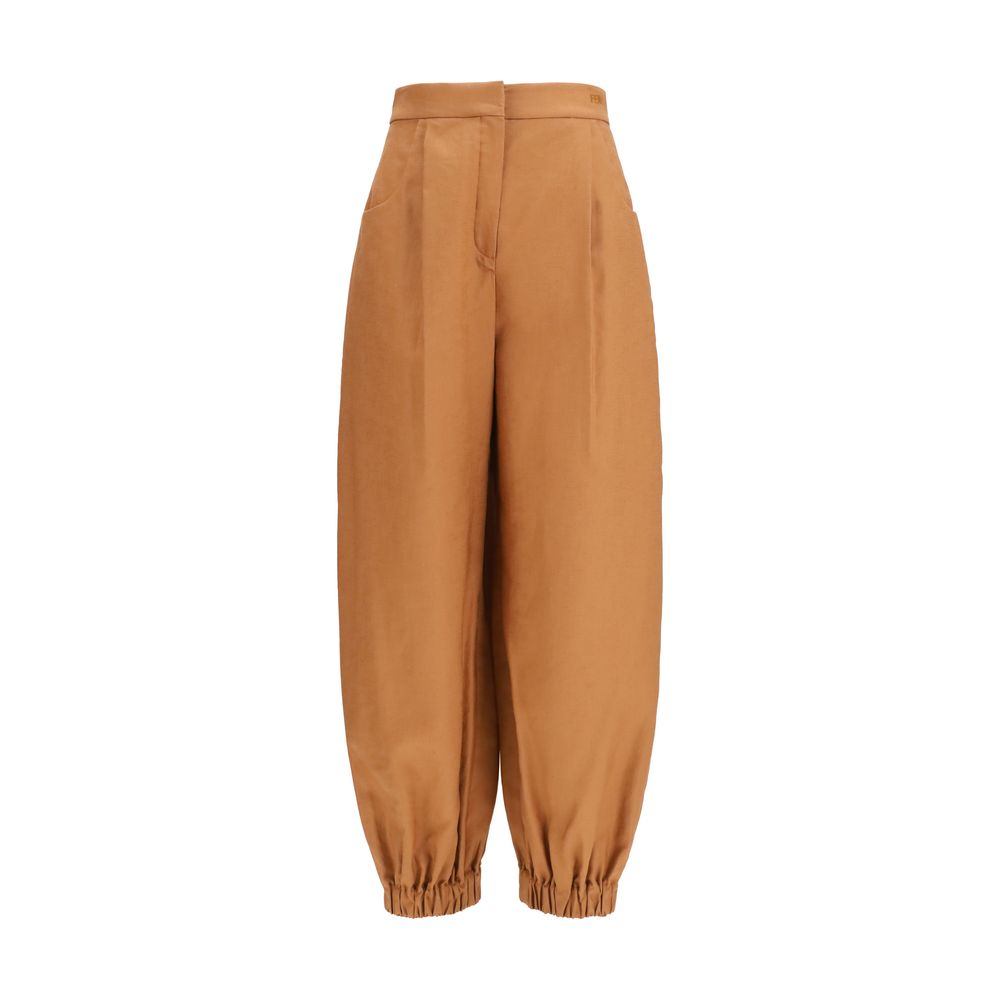 Linen Cotton Balloon Pants — Brown