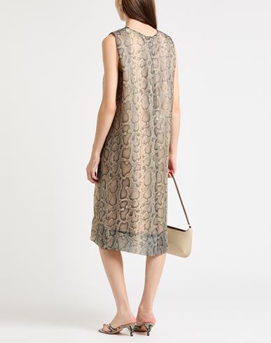 Woman Midi dress Beige Size 12 Acetate, Silk, Elastane
