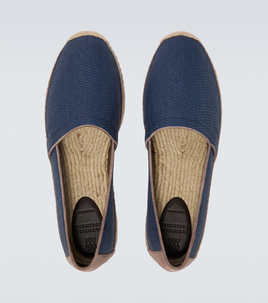 Suede-trimmed canvas espadrilles