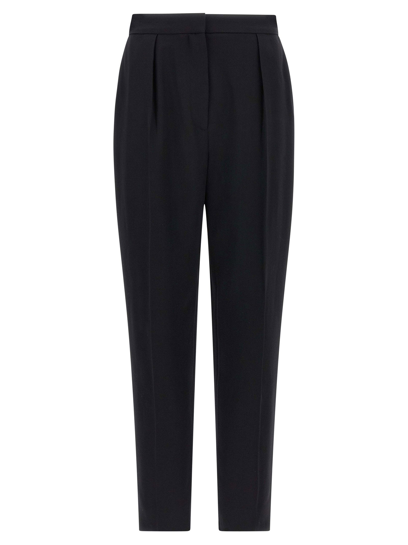 High-Waist Wool Trousers — Black