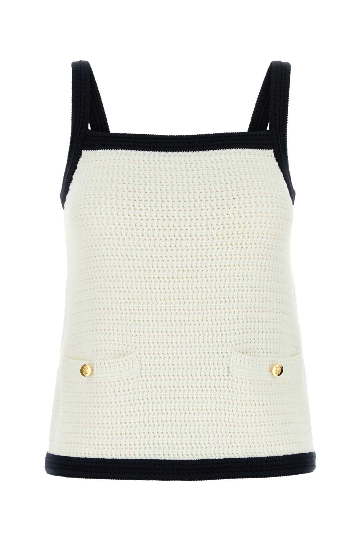 Stretch Crochet Tank Top — White