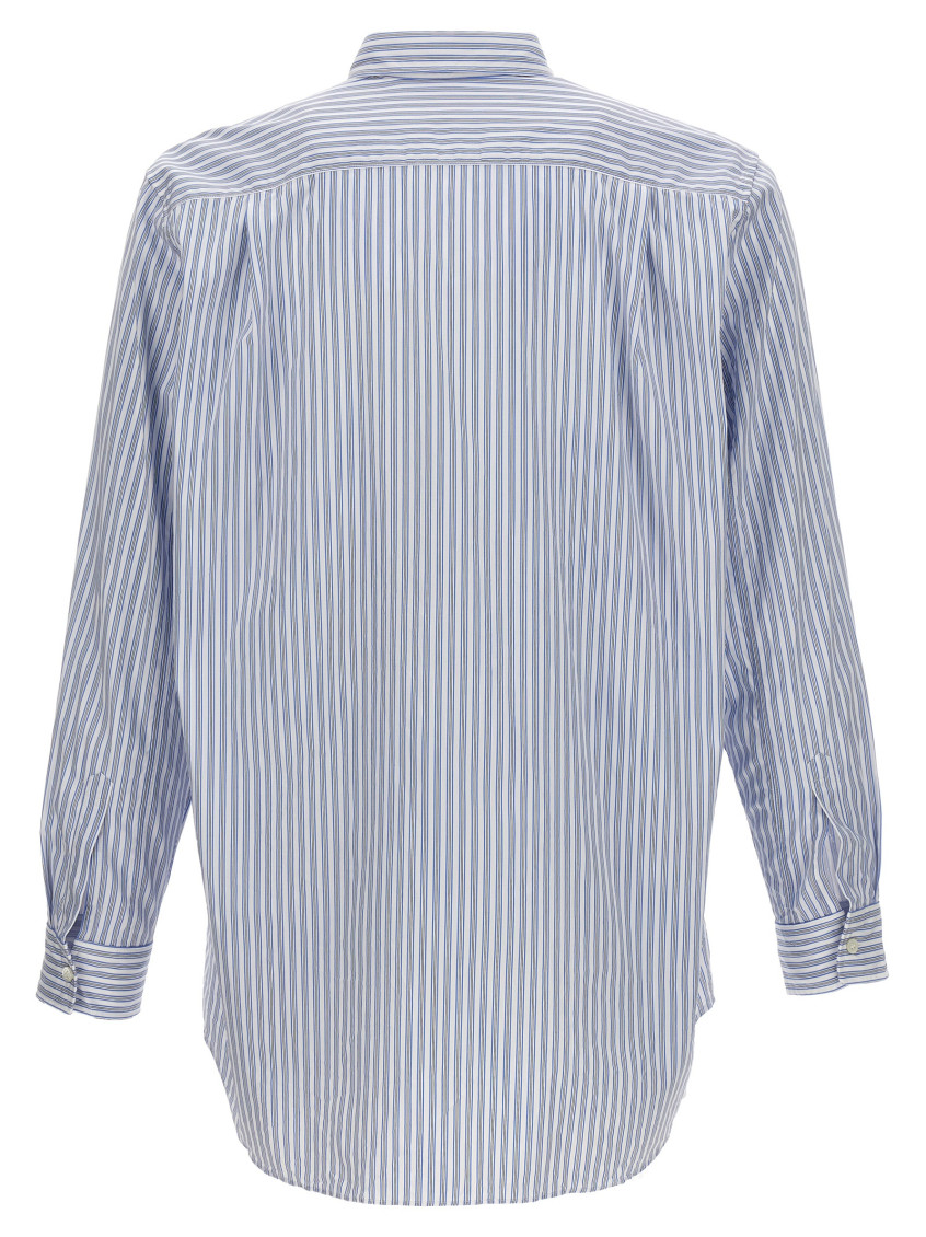 Light Blue Logo patch striped shirt