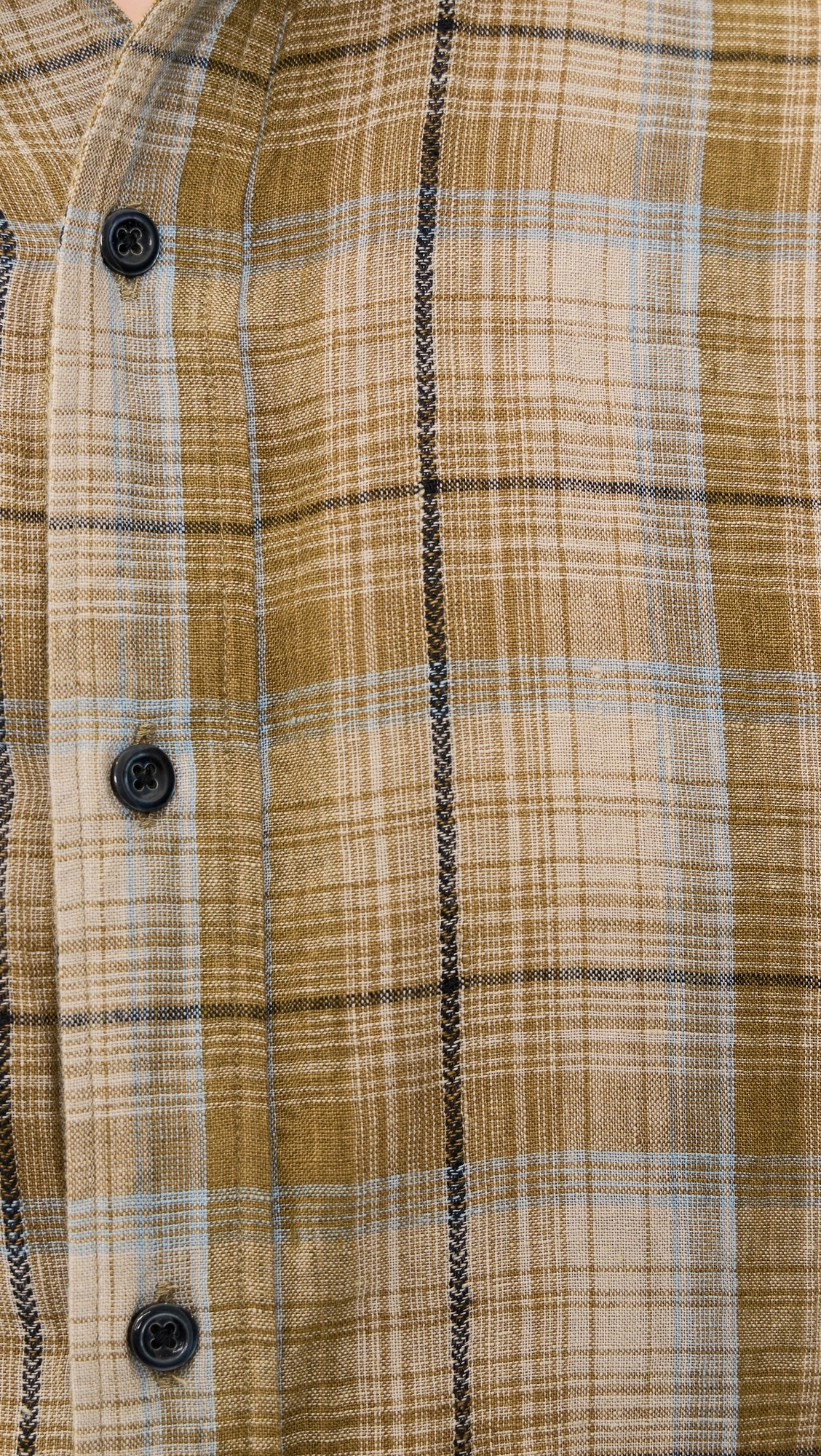 Dobby Plaid Linen Cedar Button Down Shirt Olive