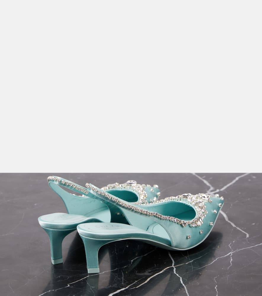 Gucci Crystal-embellished satin slingback pumps
