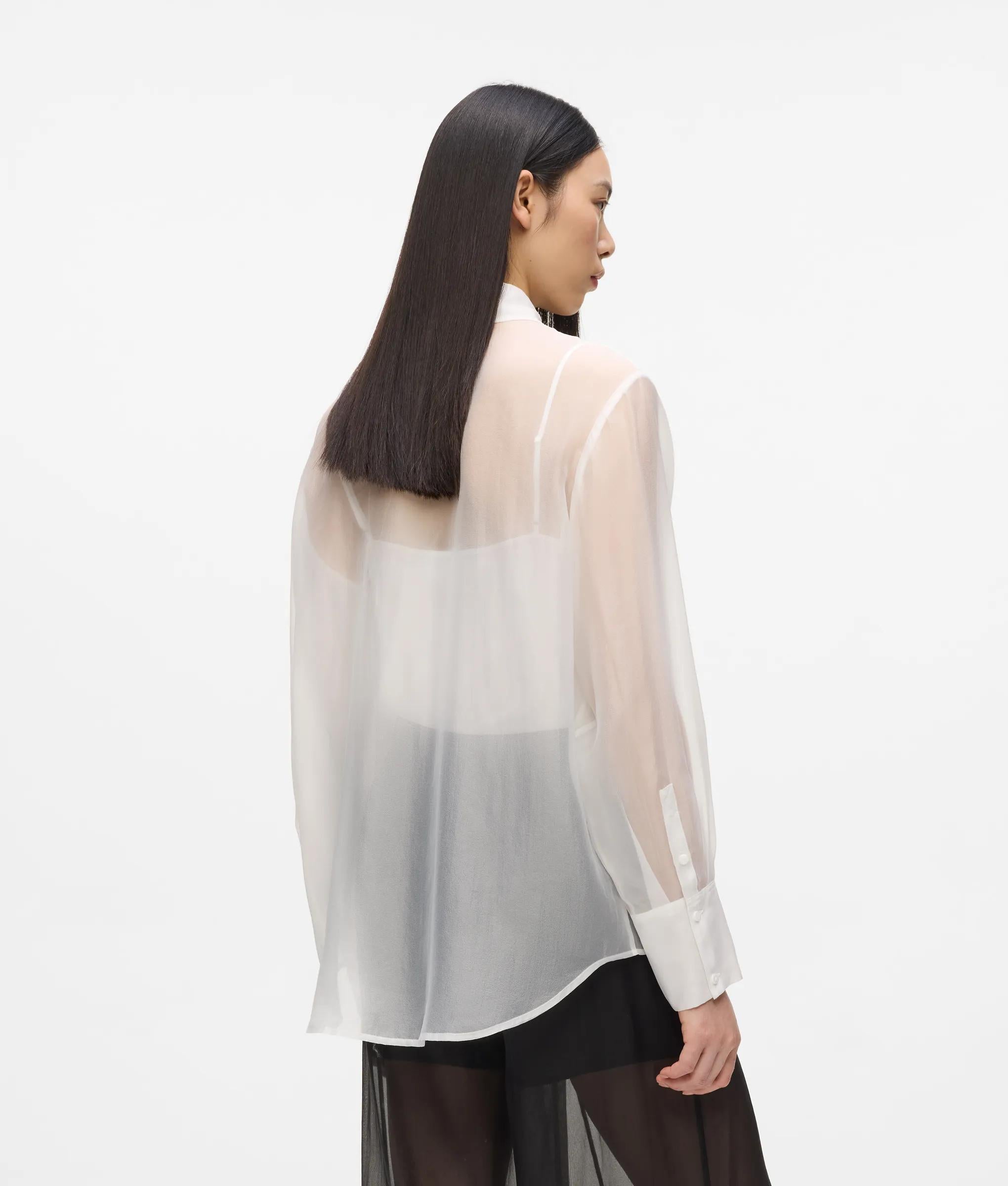 Karl Lagerfeld - Organza-bluse, Damen, Weiss, Größe