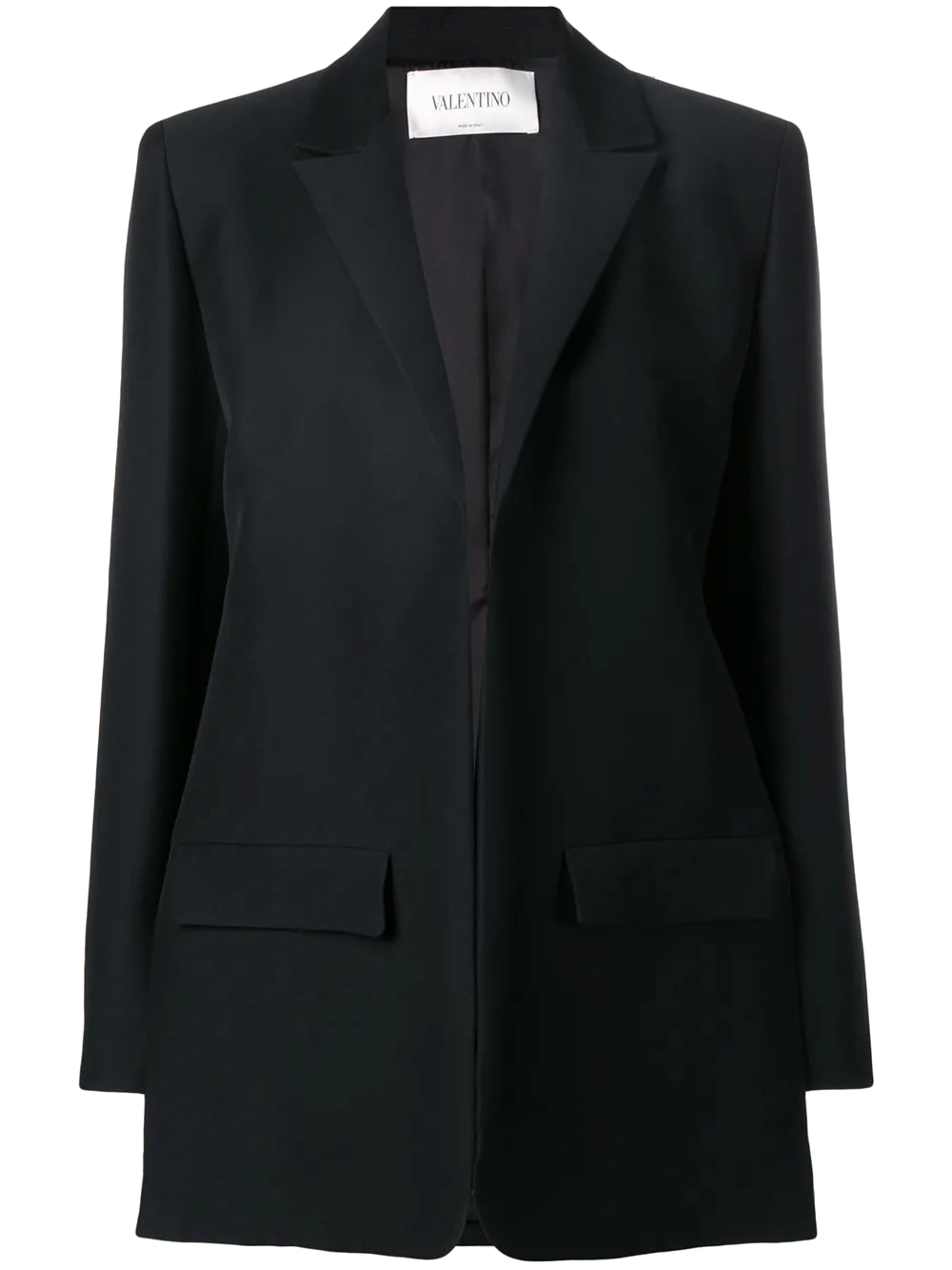 Tailored Silk-Wool Blazer — Black