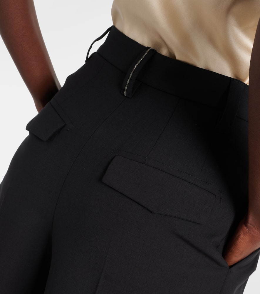 Wool-blend wide-leg pants