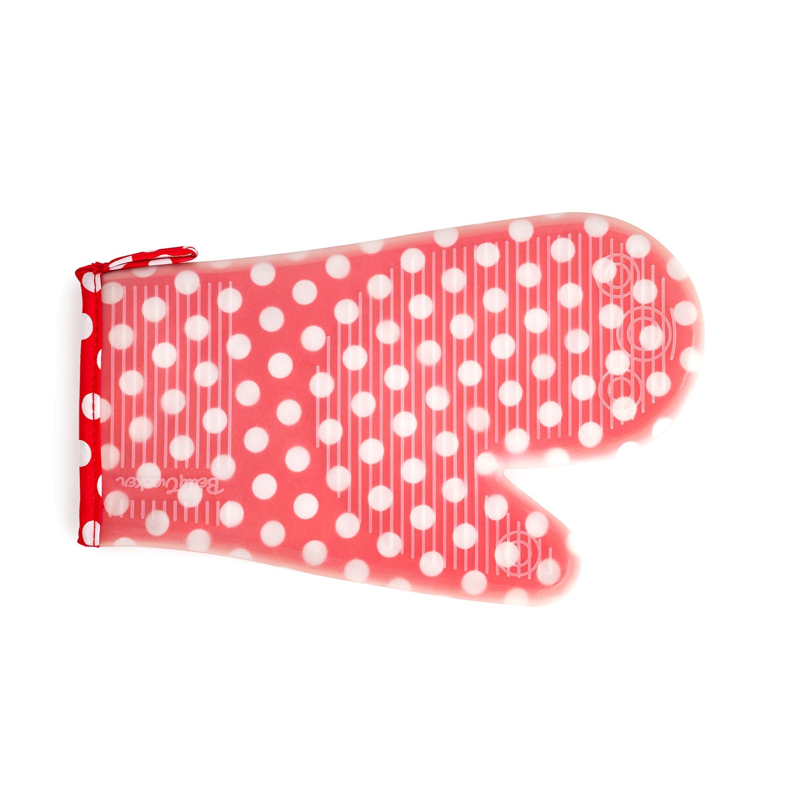Silicone Oven Mitt, Red w/White Polka Dots
