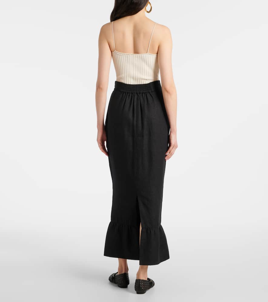 Matilda tiered linen pencil skirt