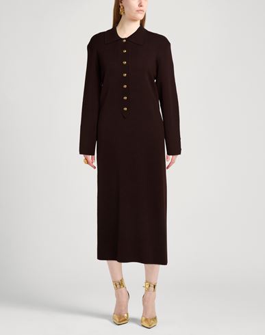 Woman Midi dress Dark brown Size S Virgin Wool