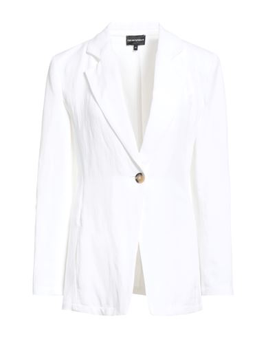 Woman Blazer White Size 6 Viscose, Linen
