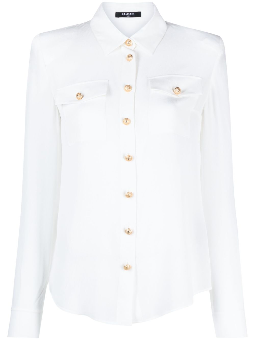 Shoulder-pads button-up silk shirt - Green