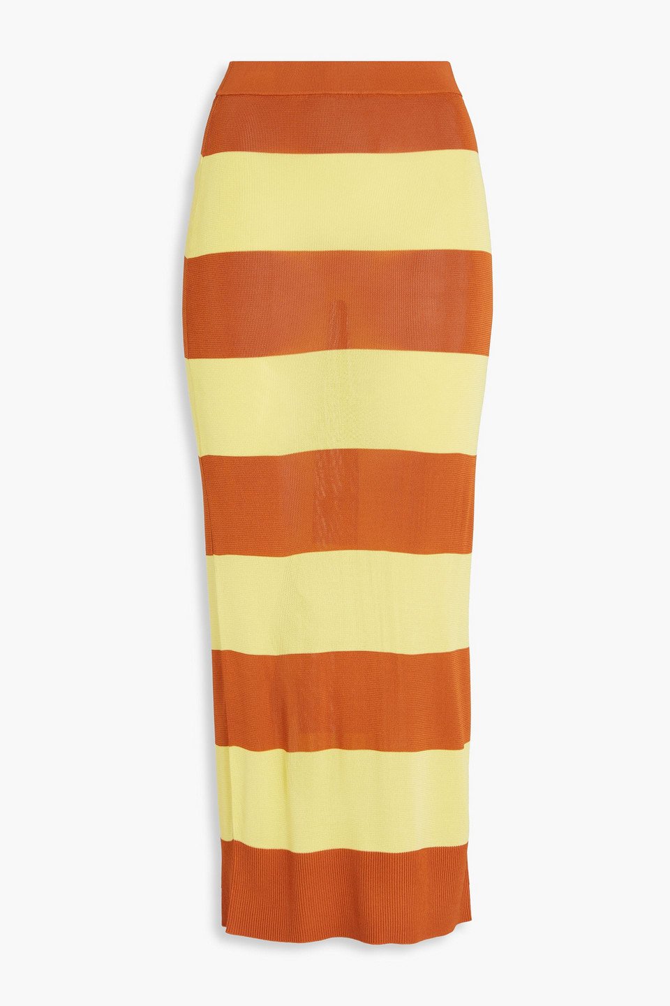 Striped knitted midi skirt