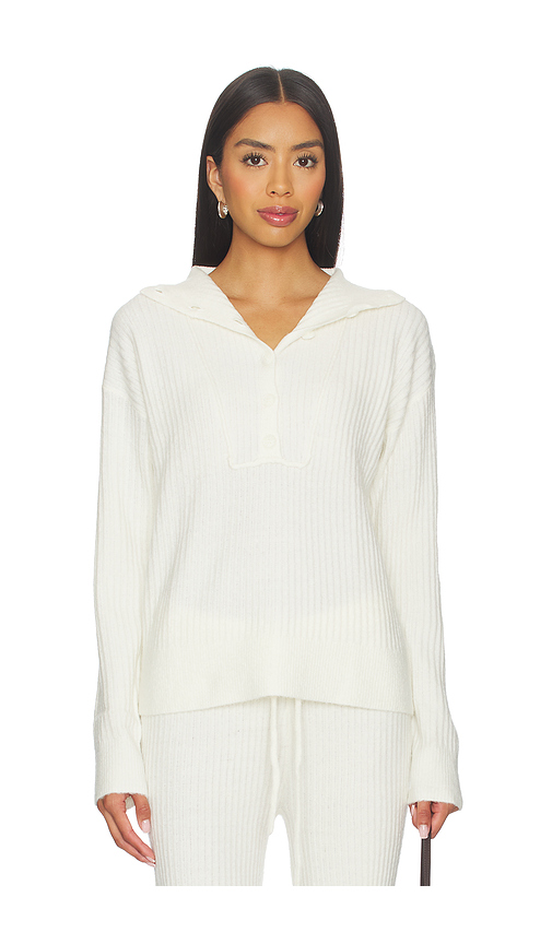 Bobi Button Funnel Neck Sweater in Soft White. XL also in L, M