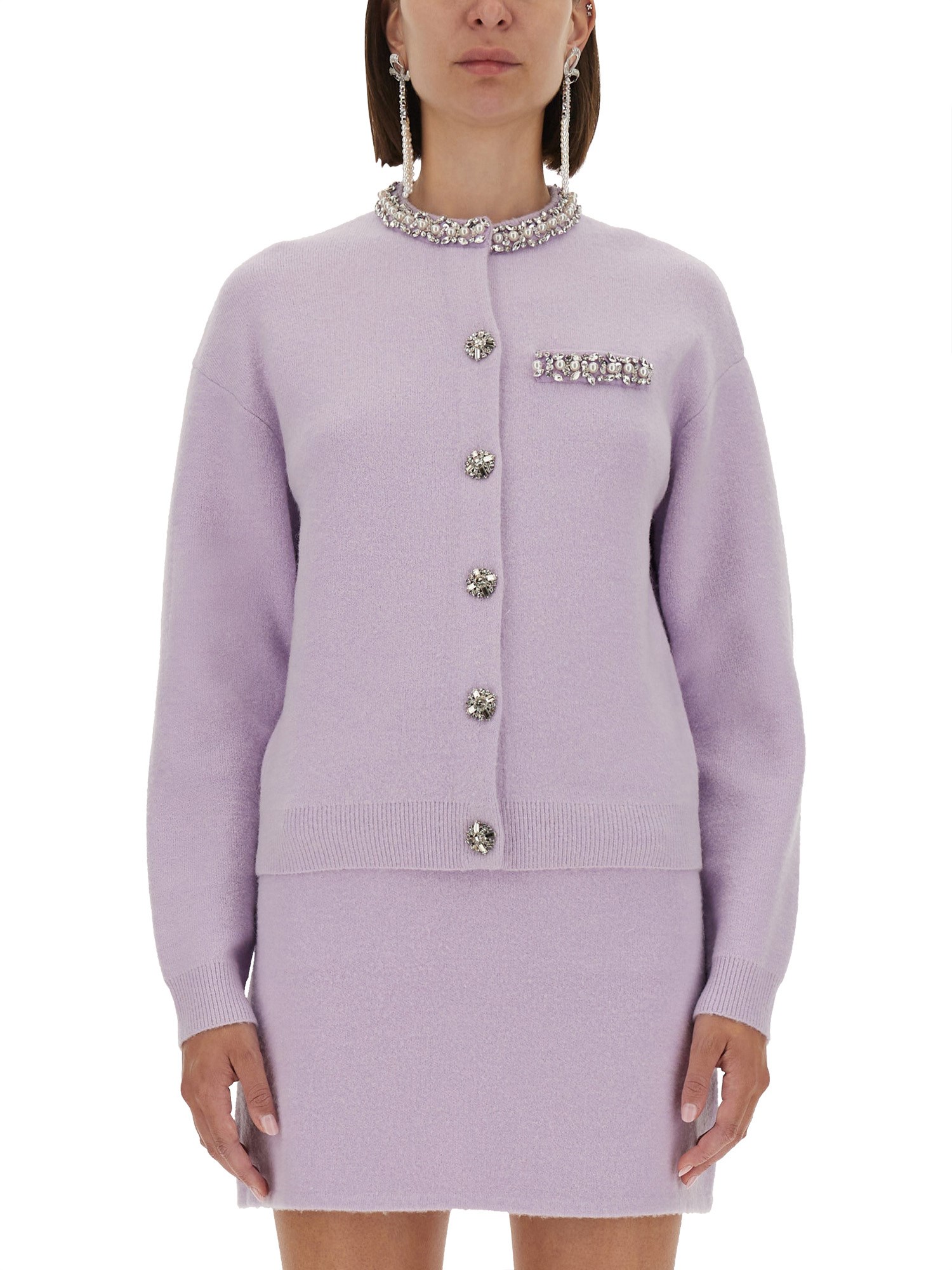 Knitted cardigan with crystals