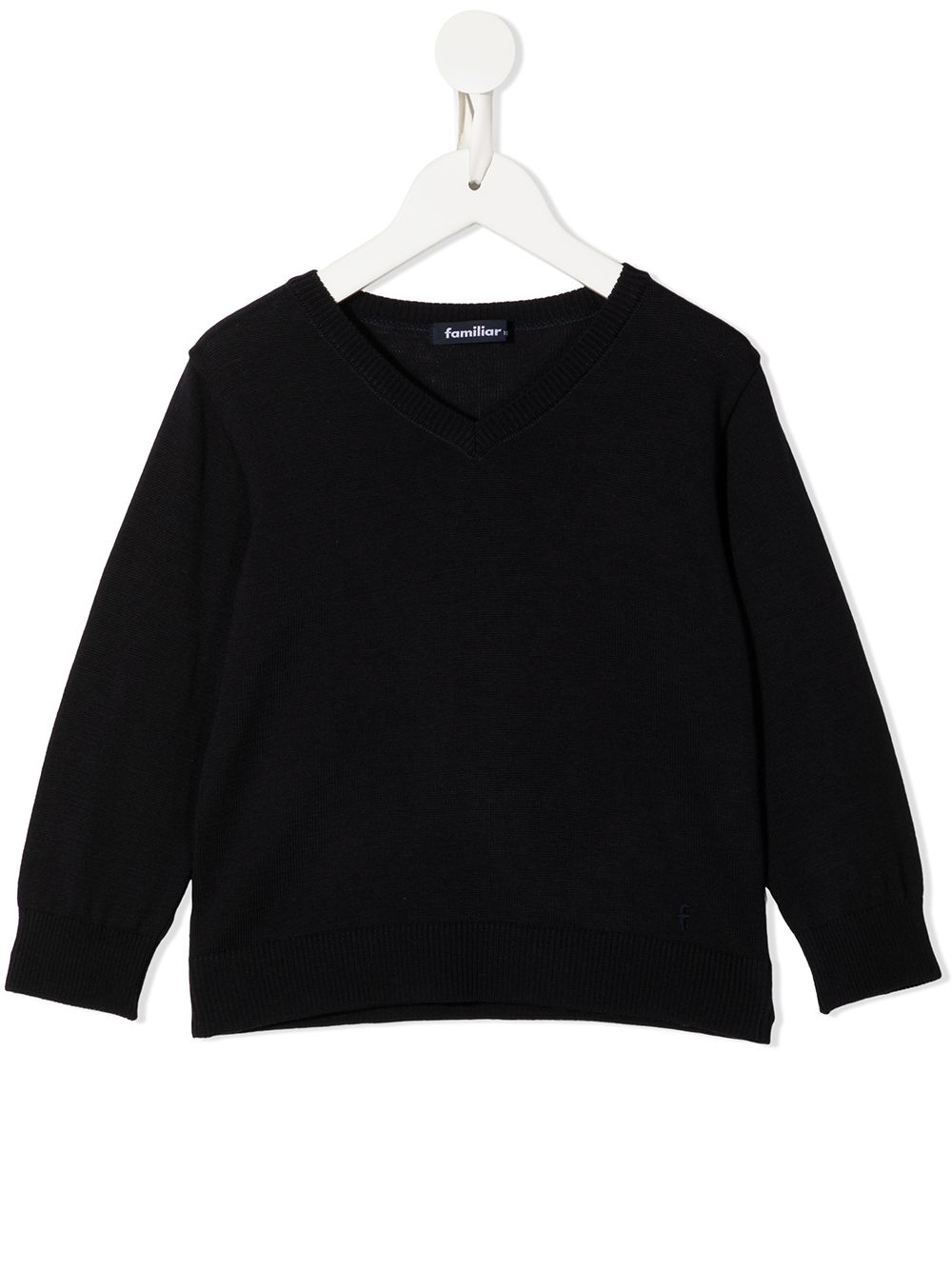 Ribbed-knit V-neck sweater - Black