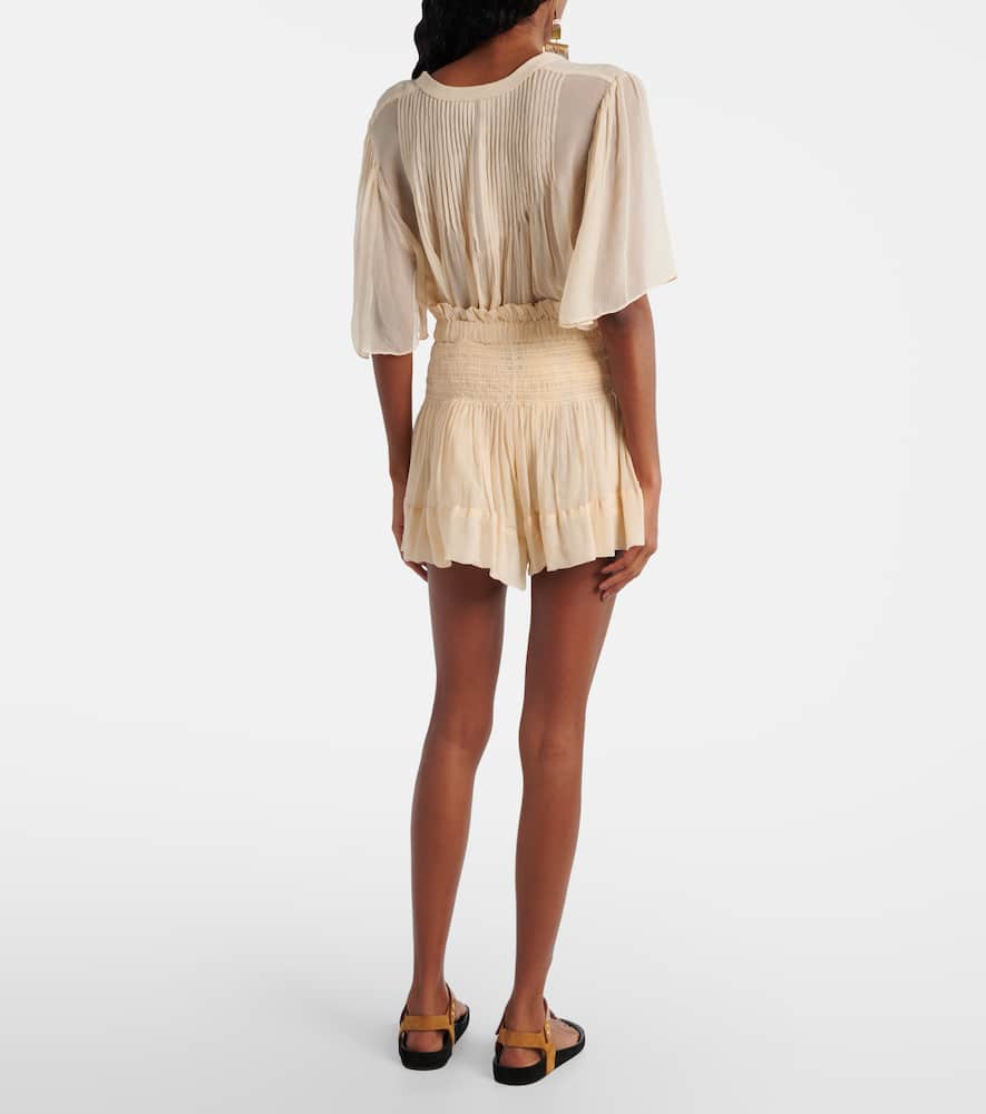 Maelly shirred silk shorts