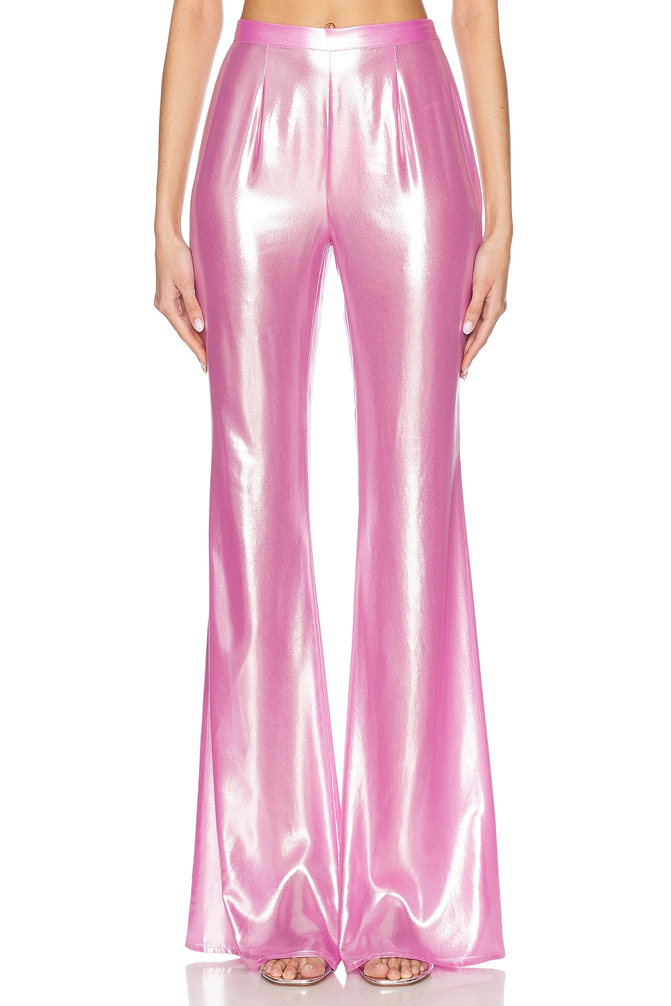 PRISCAVera Fitted Flared Pant in Metallic Pink - Pink.  XS also in