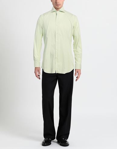 Man Shirt Light green Size 16 Cotton, Polyamide, Elastane