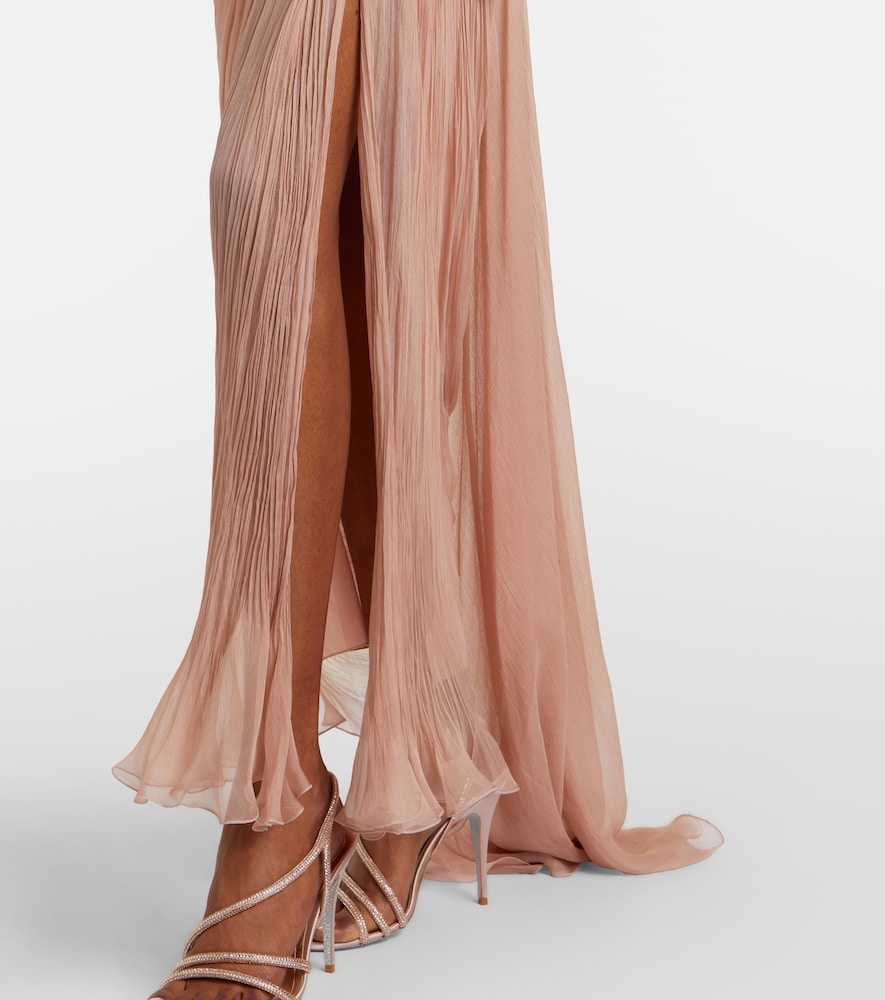 Ananda pleated silk muslin bustier gown