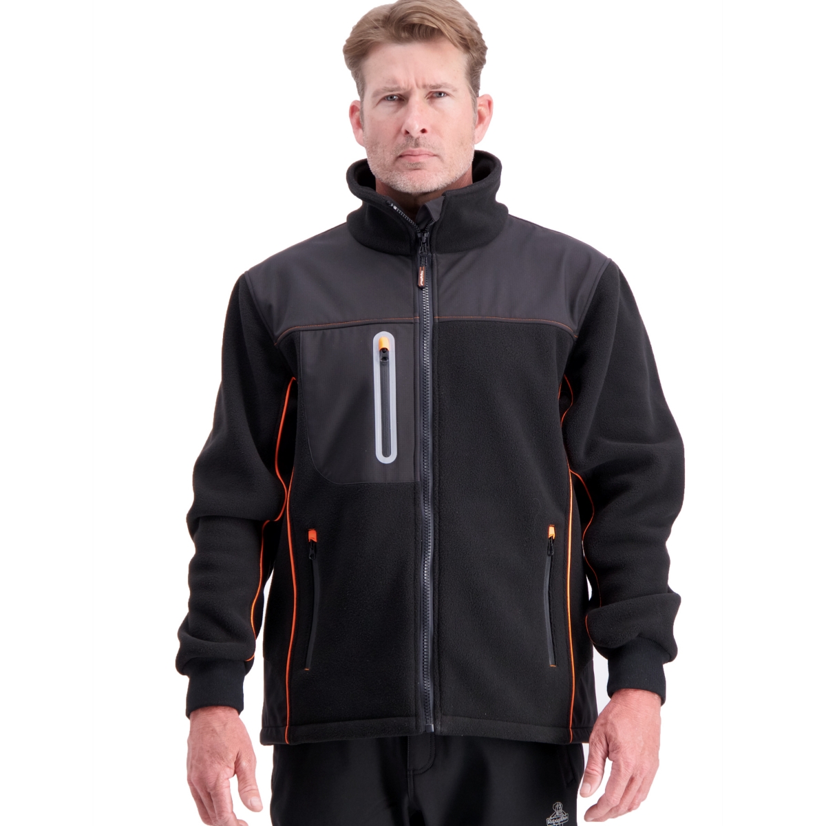 Men's PolarForce Hybrid Fleece Jacket Warm Winter Coat, Lightweight, Flexible, Insulated Performance - Black