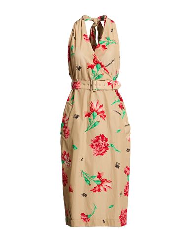 Couture Woman Midi dress Beige Size 6 Cupro, Cotton