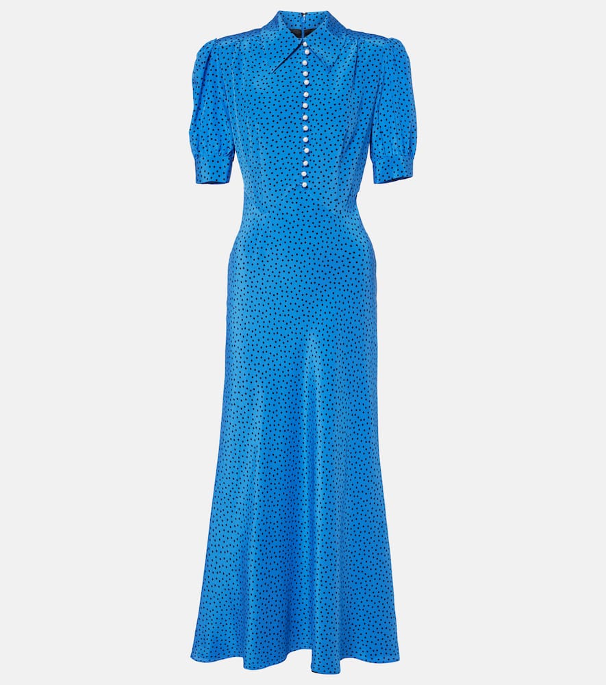 Polka-dot silk maxi dress