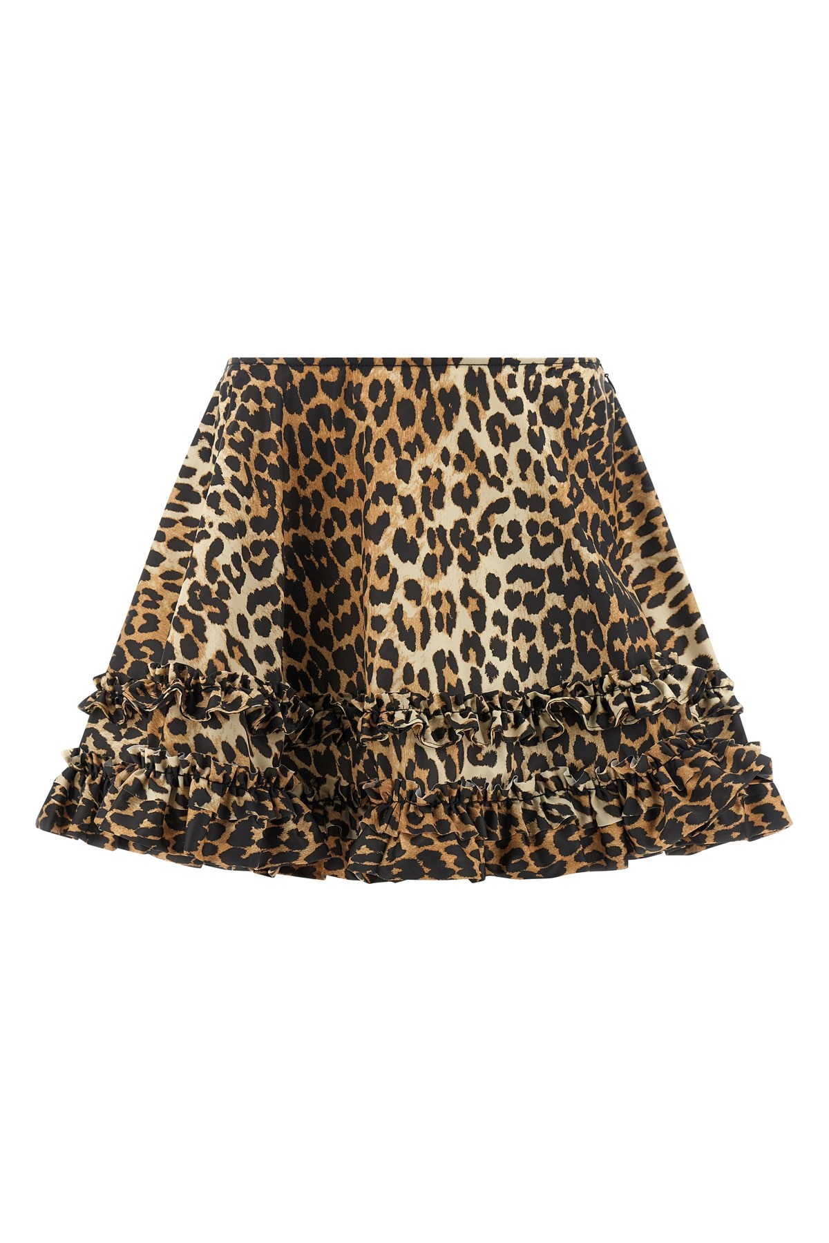 'Leopard Duchesse Nylon Mini Frill' Skirt