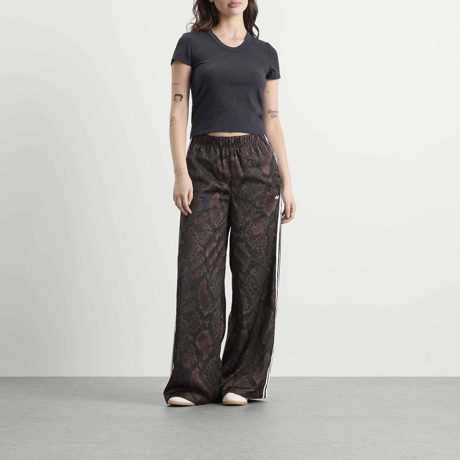 Women's Satin Wide Leg Track Pant Earth Strata/Aurora Coffee
