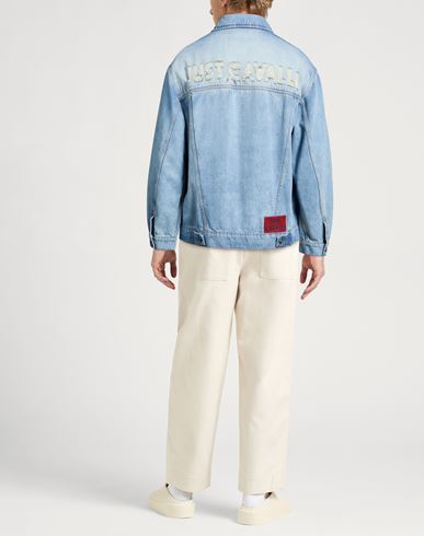 Man Denim outerwear Blue Size 36 Cotton