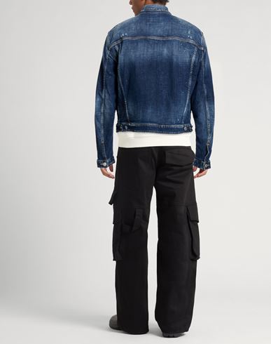 Man Denim outerwear Blue Size M Cotton, Elastane