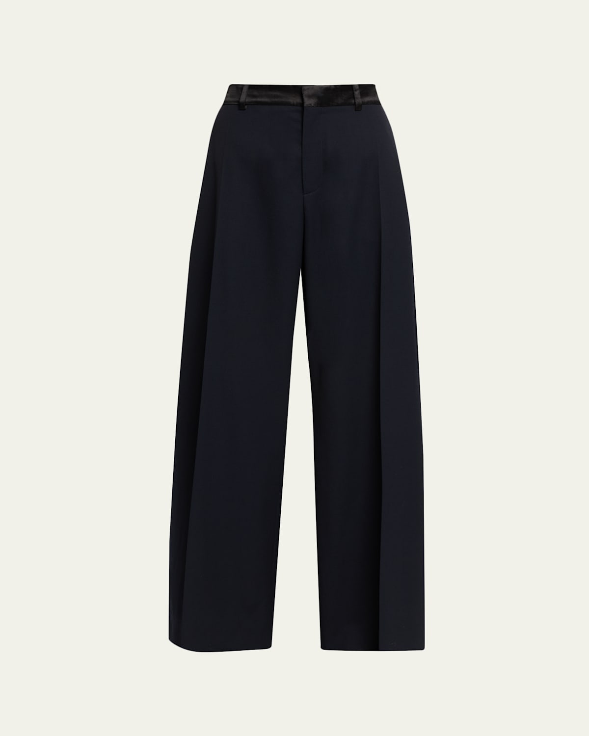 Hutton Satin-Waistband Wide-Leg Pants