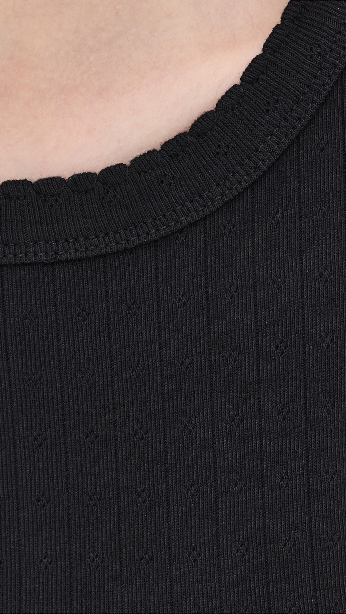 Marea Pointelle Crew Neck Tee Black