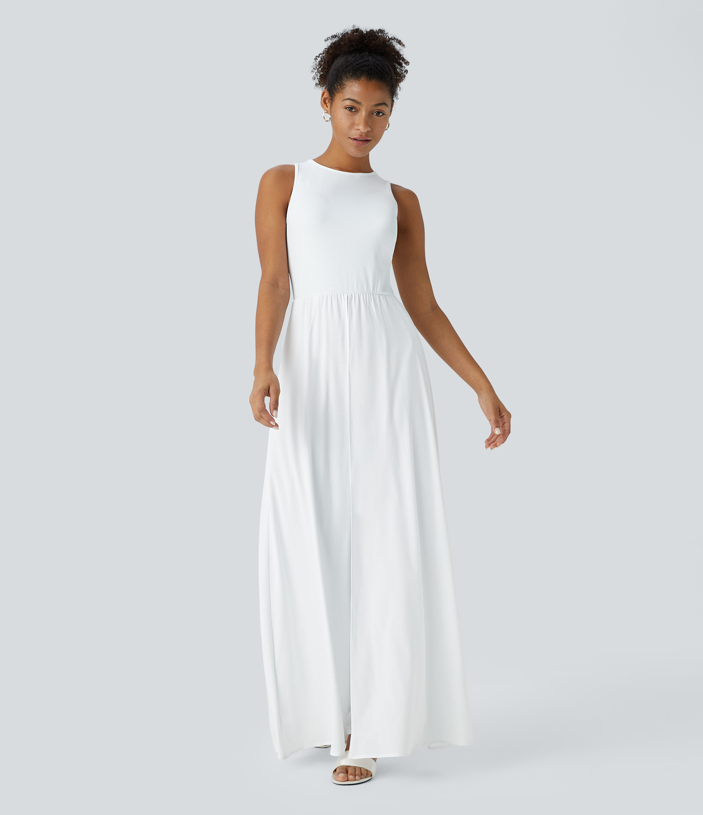 Breezeful™ Zipper Sleeveless Pocket Contrast Quick Dry Jumpsuit  - White