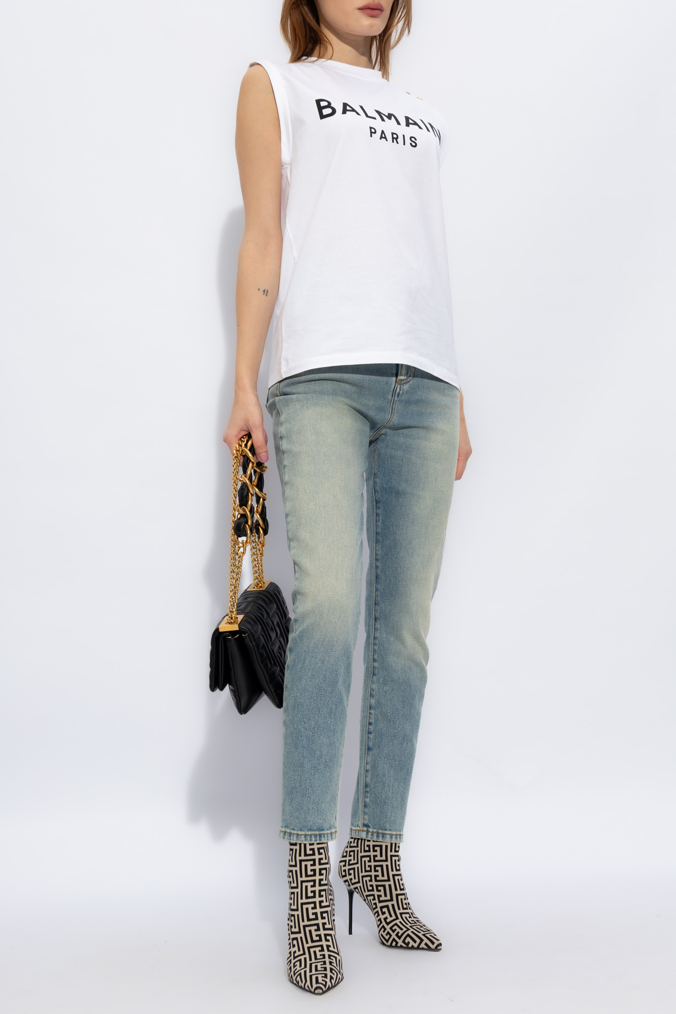 Sleeveless T-shirt With Logo, Women's, White